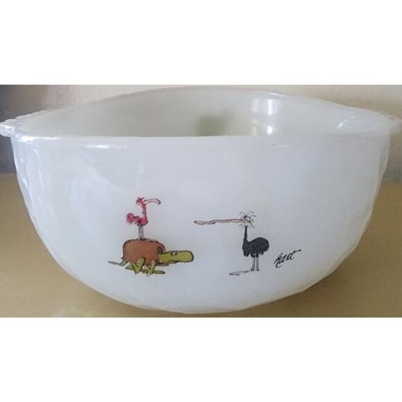 FIRE KING Anchor Hocking BC Caveman Dinosaur Johnny Hart Grog Cereal Bowl - Picture 2 of 11